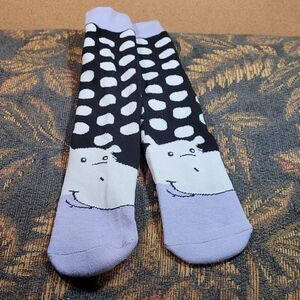 Women's Tarzanimals Black & Lavender Polka Dot Hippo Socks